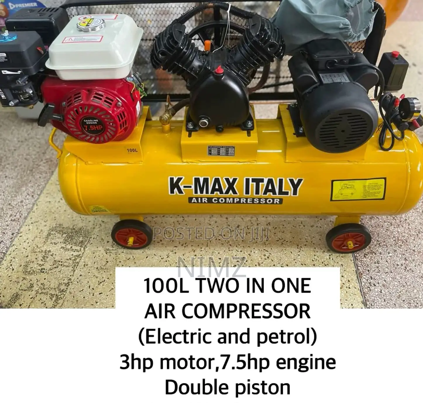 K-Max Italy 100L 2in1 Air Compressor (Electric/Petrol)