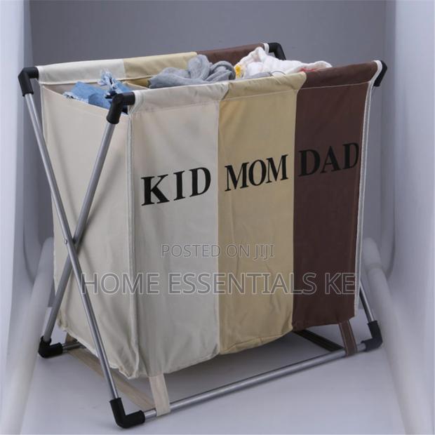 3 Compartment Foldable Laundry Basket - main view