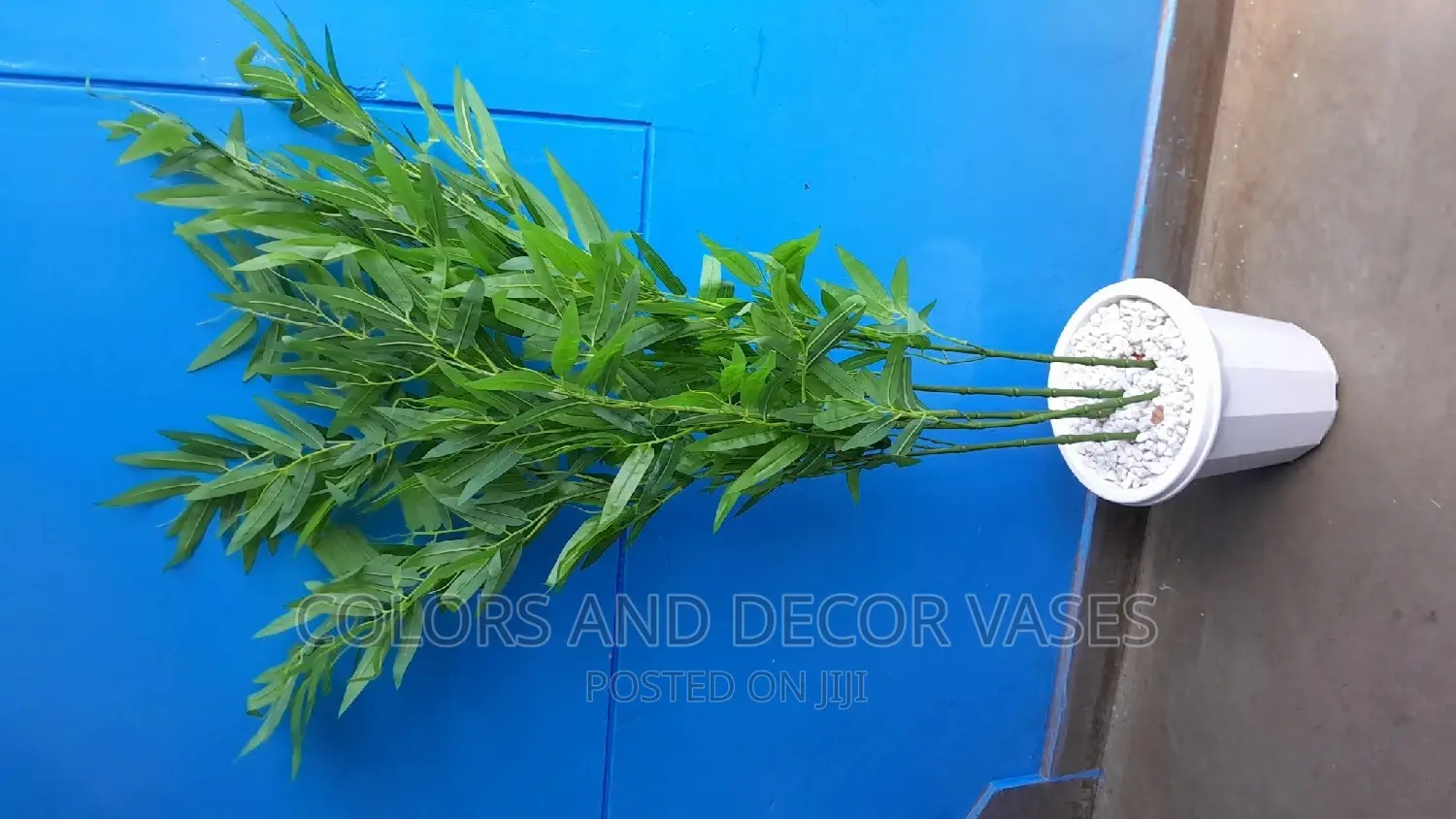 Bamboo Sticks +Plastic Vase+ Pebble Stones