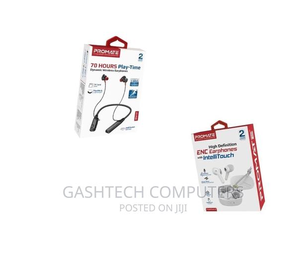 Black Promate High Definition Wireless Neckband Earphones