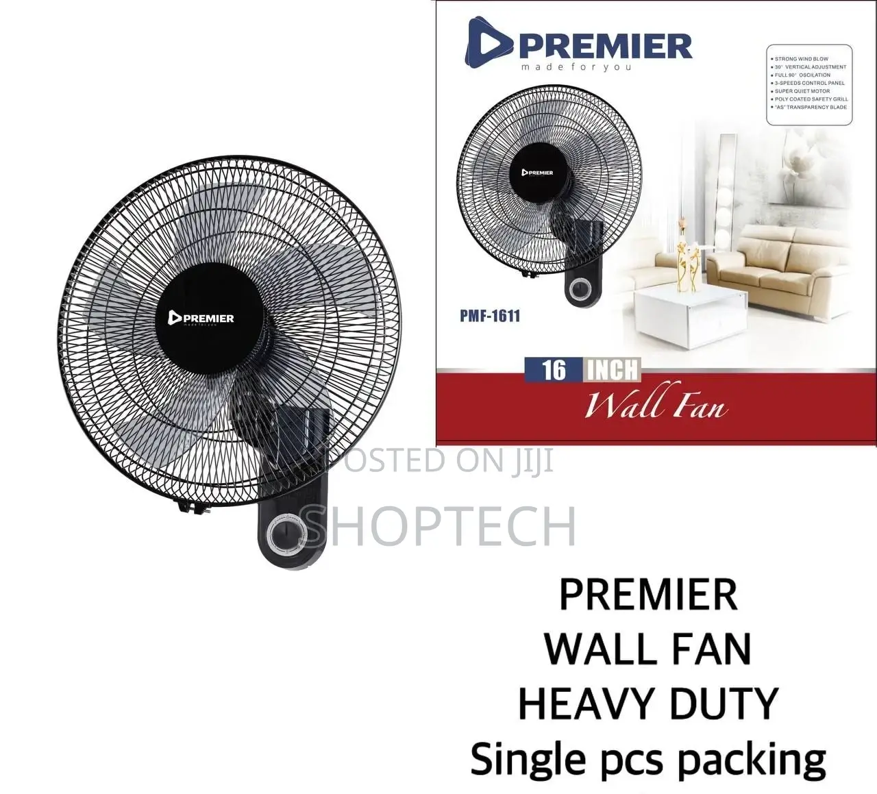 Premier Wall Fan Heavy Duty