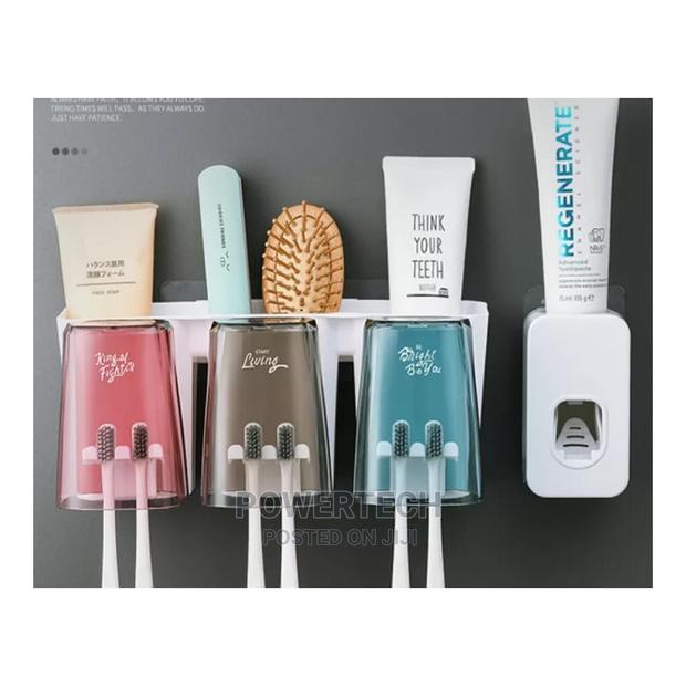 3 in 1 Toothbrush Holder,Toothpaste Dispenser With Cups - main view