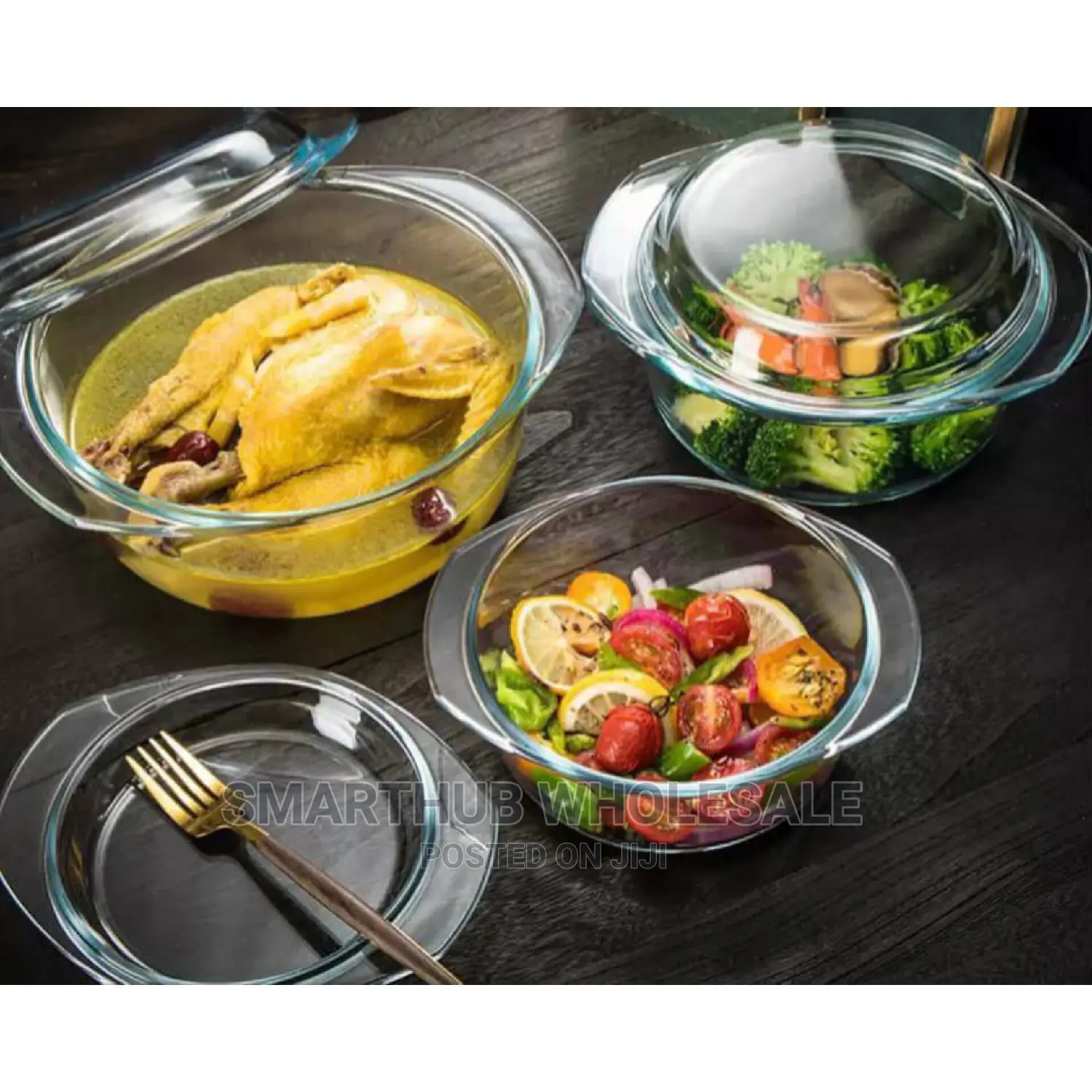 3pcs Glass Casserole Storage Bowl Available