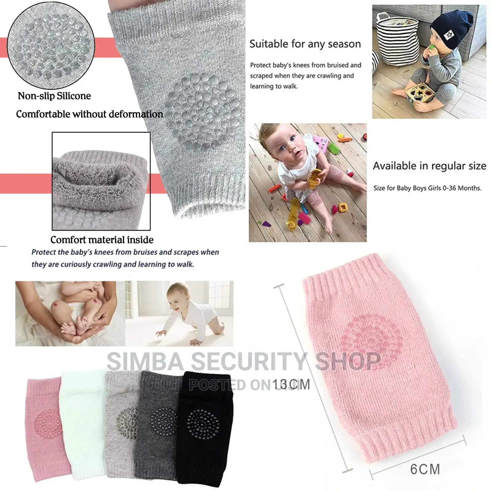 Baby Crawling Knee Pads Antislip Unisex Infant Toddlers Pair