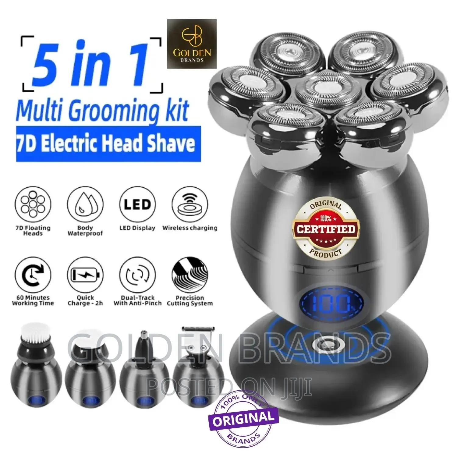 Men Multi Grooming Kit 5 in 1 Electric Bald Smoother +Shaver