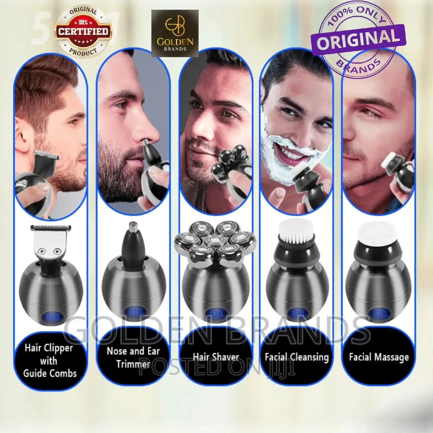 Men Multi Grooming Kit 5 in 1 Electric Bald Smoother +Shaver