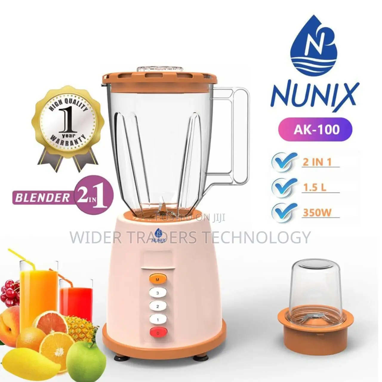 Nunix AK-100,2in1 Blender With Grinding Machine1.5L