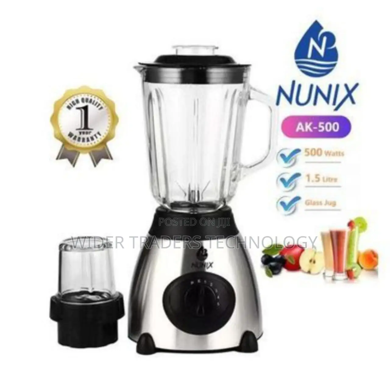 Nunix Ak-500 2 in 1 Blender With a Grinder 1.5l New Model