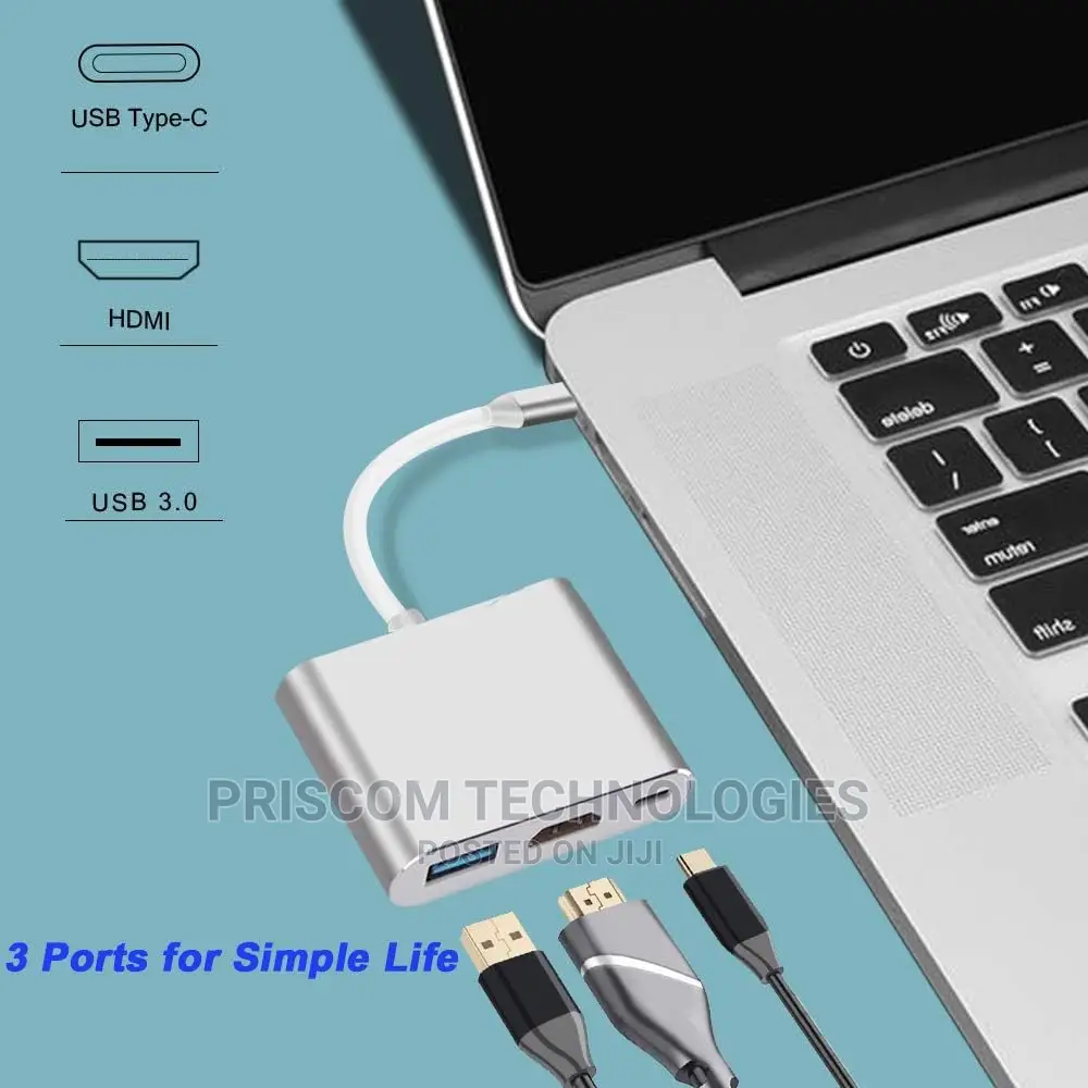 3 in 1 Type-C to HD HDMI USB 3.0 Hub USB-C Data Charging