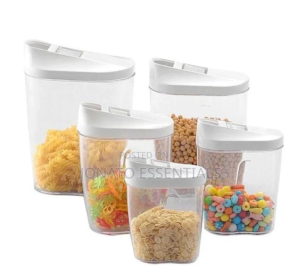 5 Piece Food Cereal Snack Container Storage Set With Lids - main view