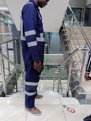 Navy Blue Overalls With Grey Reflectors