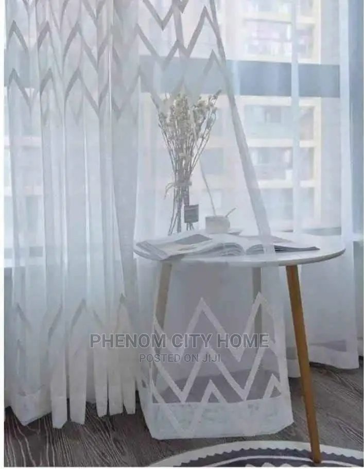 Heavy White Zigzag Sheers