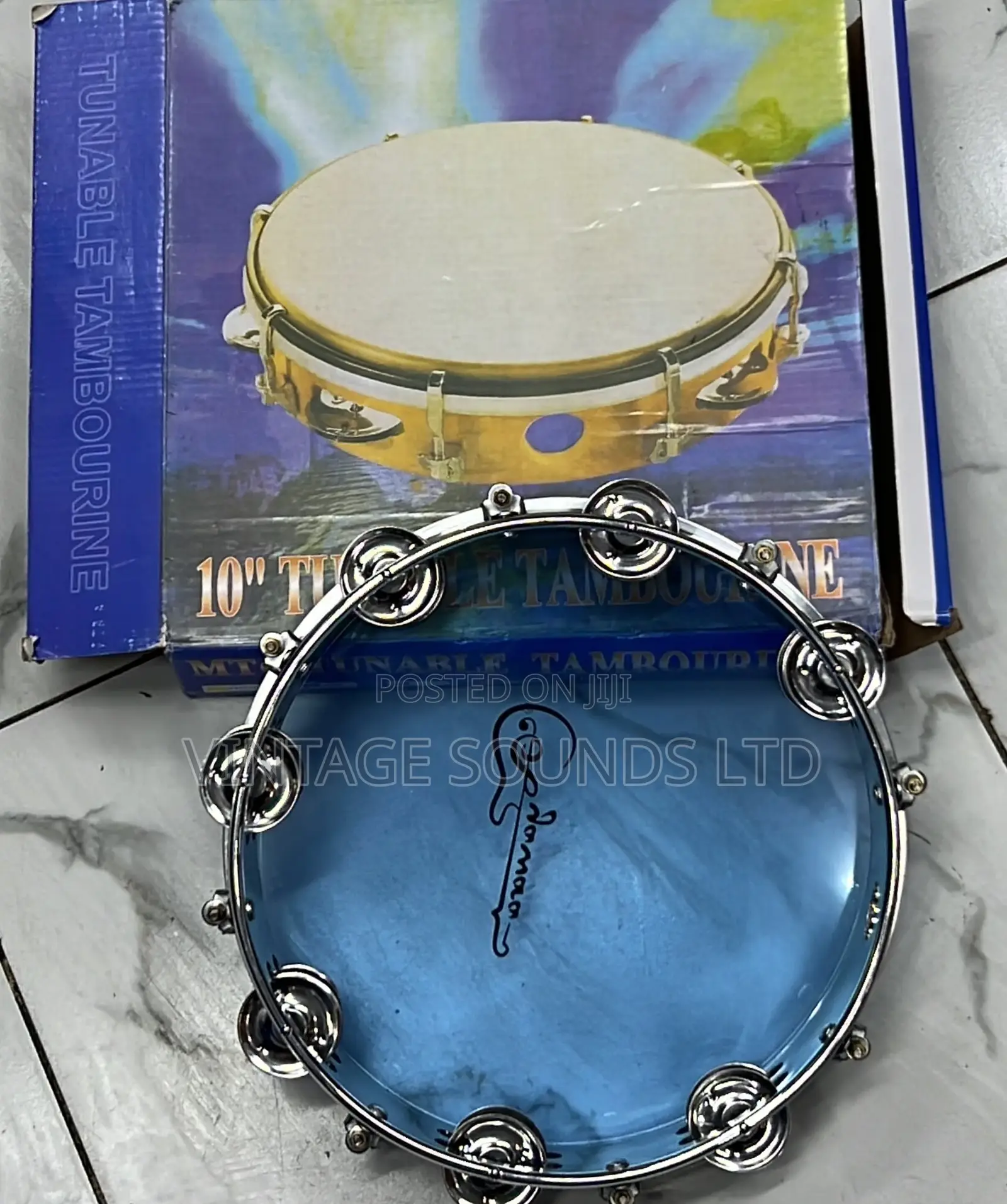 10inch Handheld Tambourine, Double Row Metal Jingle Bells