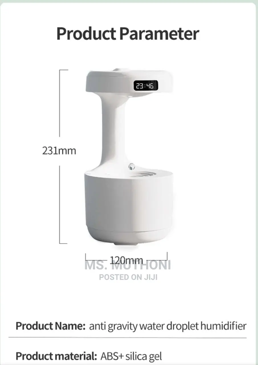 Anti Gravity Water Droplets Humidifier Capacity 800mls*