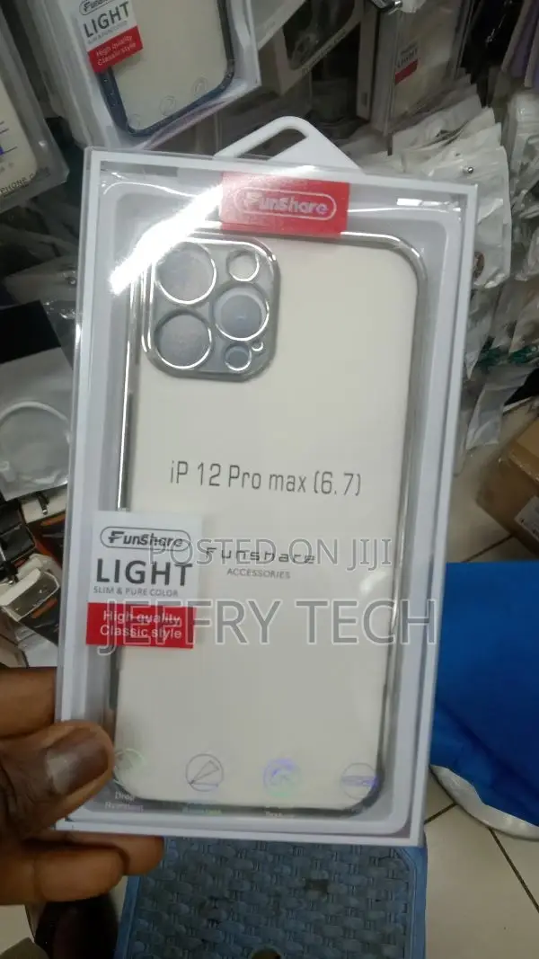 Fonefunshop for iPhone 12 Pro - Clear Silicone Case With Bla