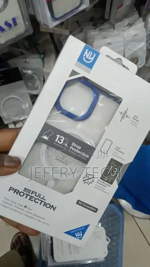 Clear Case With Colorful Grip Blue Edge for iPhone 13