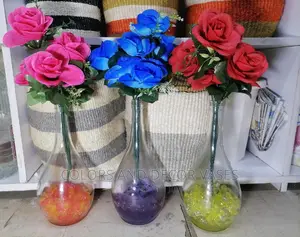 Glass Vase,Flowers and Water Crystals
