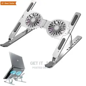Metallic Laptop Stand With High Speed Cooling Fans