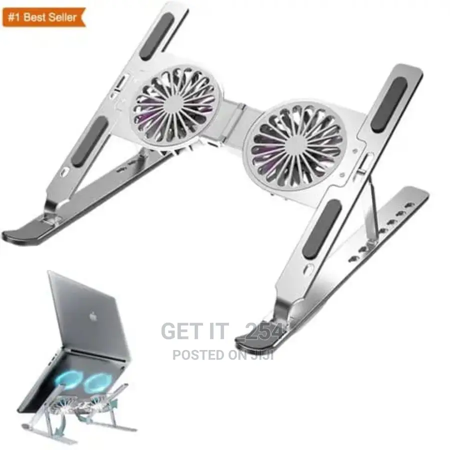 Metallic Laptop Stand With High Speed Cooling Fans