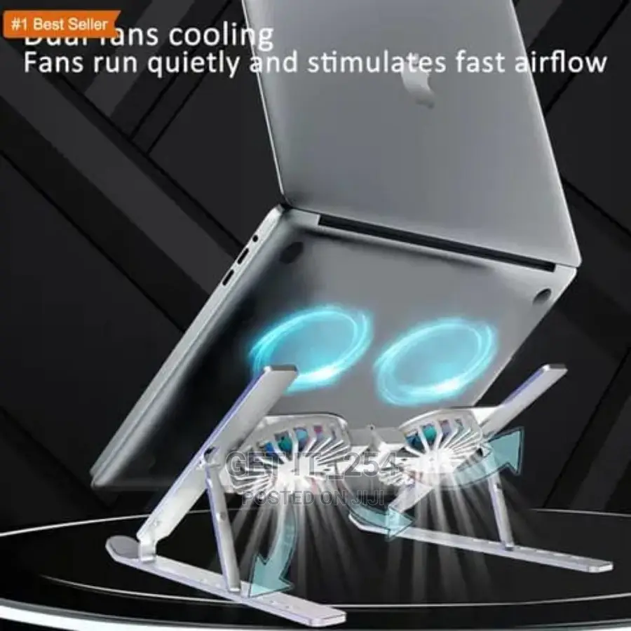 Metallic Laptop Stand With High Speed Cooling Fans