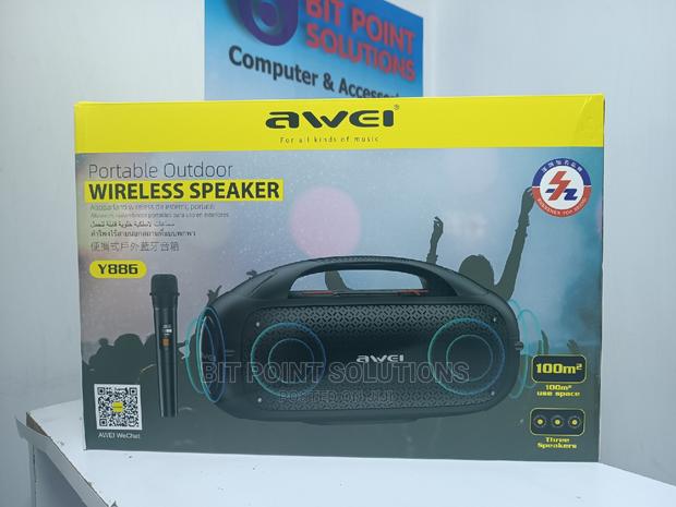 Portable Outdoor Wireless Speaker, Wireless Mic Awei Y886 - thumbnail 3