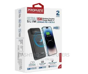 15 Wireless Charging Promate 20000mah Slim Power Bank