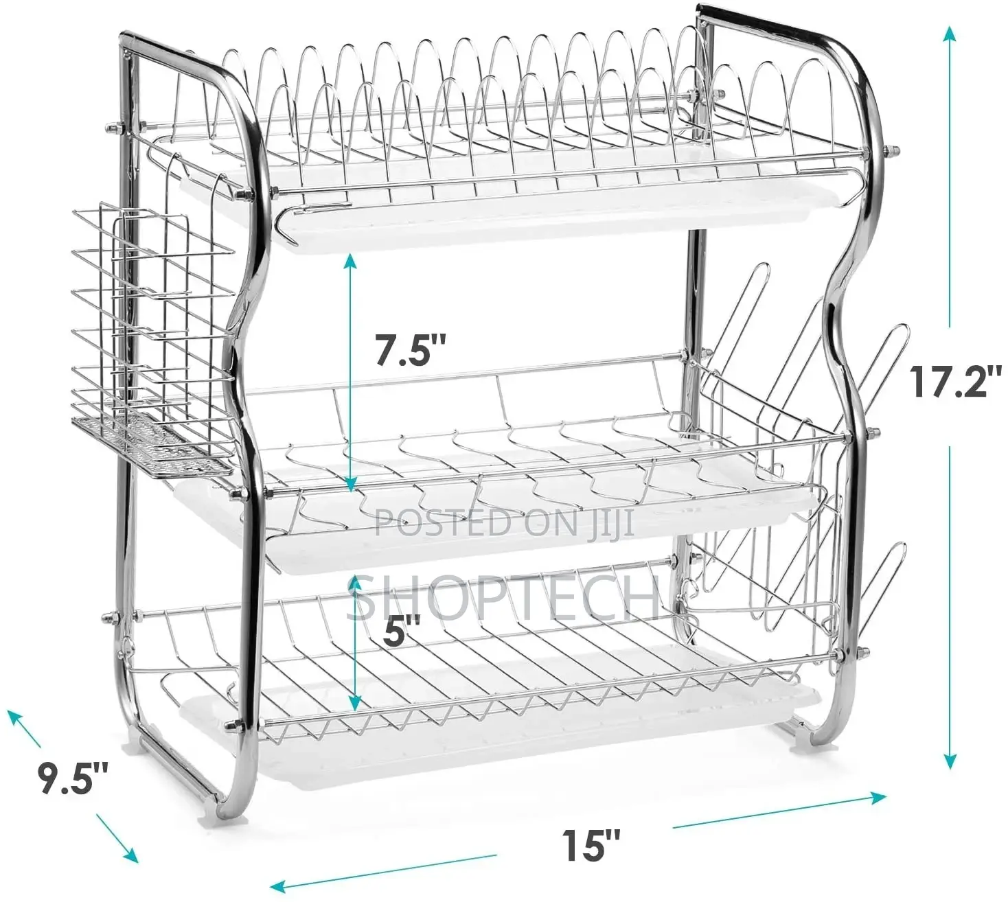 Nunix 3-Layer Dishrack Stainless Steel