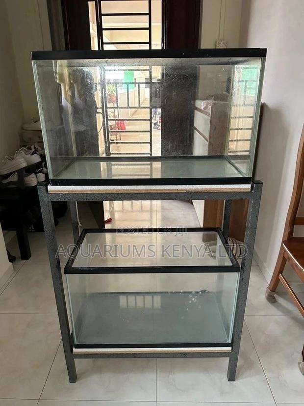 2 Tier Aquarium for Breeding Fish With Metal Stand - main view