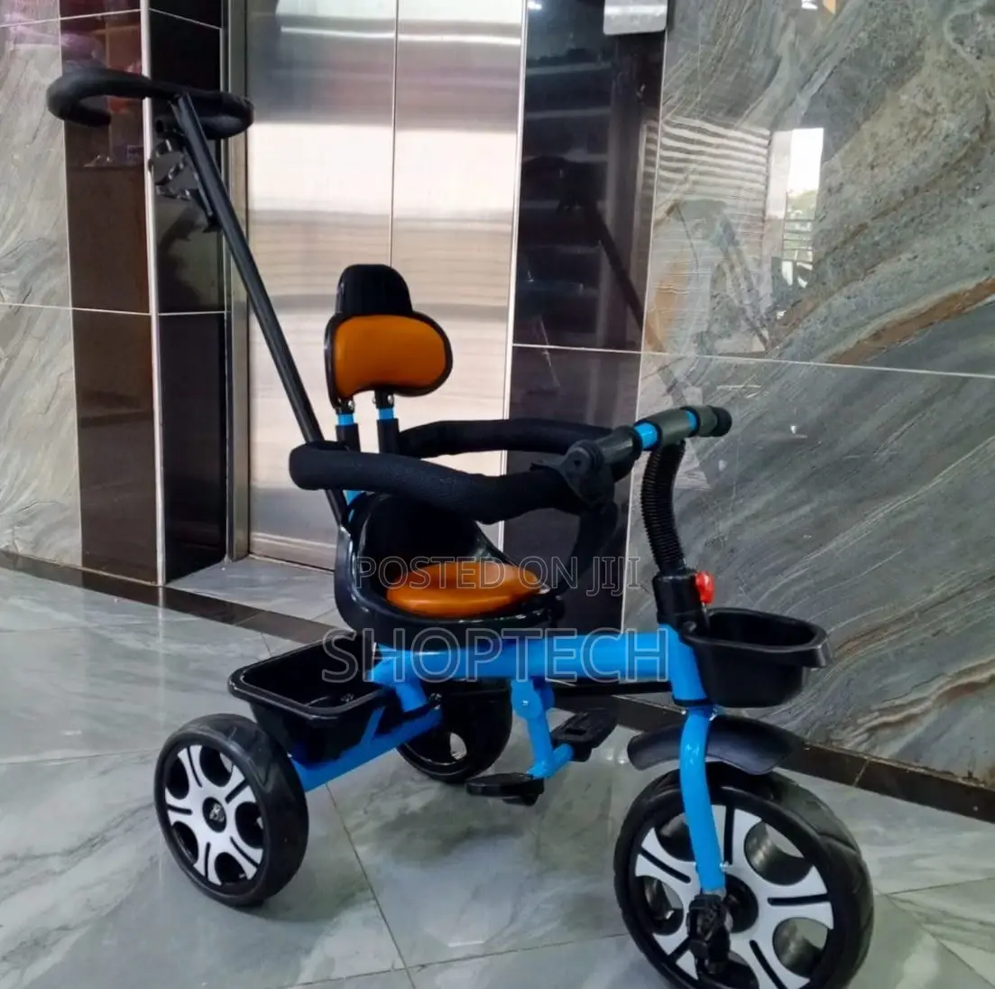 Tricycle With Protective Side Bar, Leather Seat,Push Handle