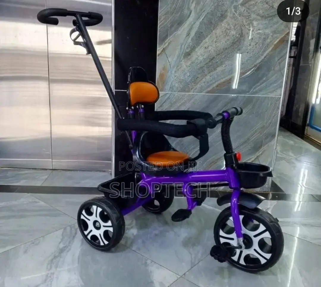 Tricycle With Protective Side Bar, Leather Seat,Push Handle