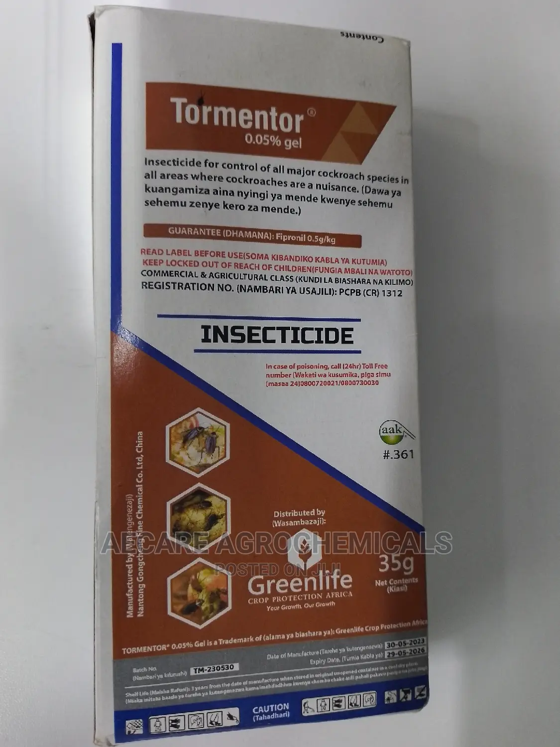 TORMENTOR 0.05% Cockroach Gel 35grams