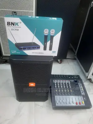 6channel Powered Mixer, 12" JBL Speaker and Wireless Mic