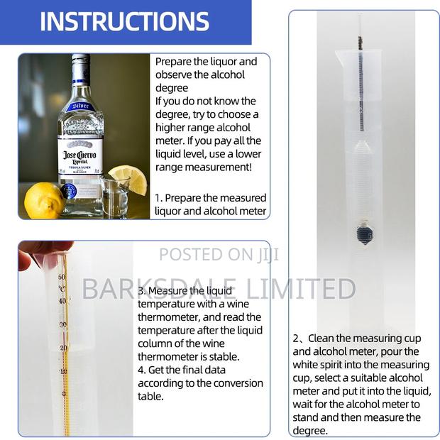 Hydrometer Alcoholmeter 0-100 Alcohol Meter Test Thermometer - thumbnail 7