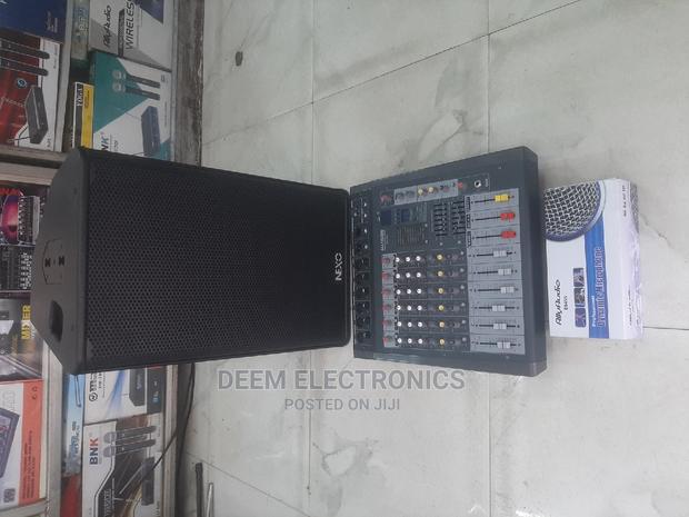 Speaker 15" + Mixer 6ch + Corded Microphone Set