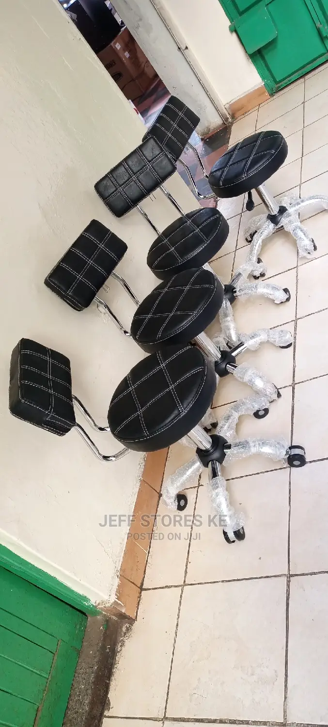 Adjustable Pedicure Stool Black Back Rest
