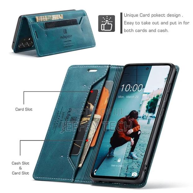 Samsung Galaxy A52 5G Wallet Case, Vintage Leather Flip Cove - thumbnail 4