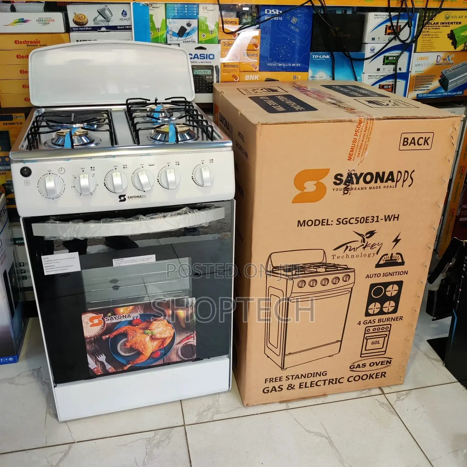 Sayona 3G+1E Standing Cooker (White)
