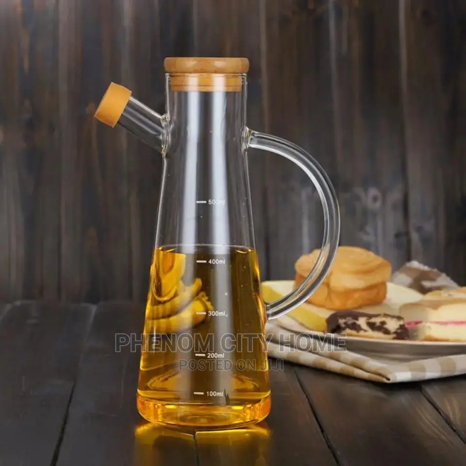 GLASS OIL/VINEGAR JAR With Bamboo Lid
