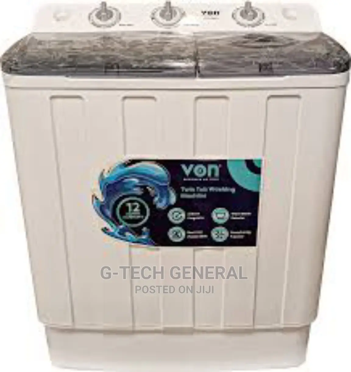 Von Hotpoint Vals-75bwy Twin Tub Washing Machine - 7.5kg