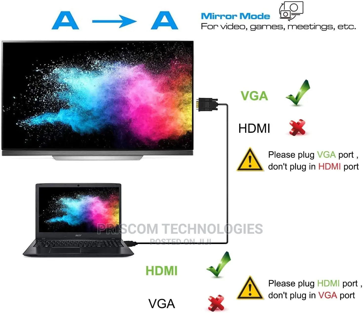 HDMI to VGA Converter Cable 1080px (Hdmi Male VGA Female in Nairobi