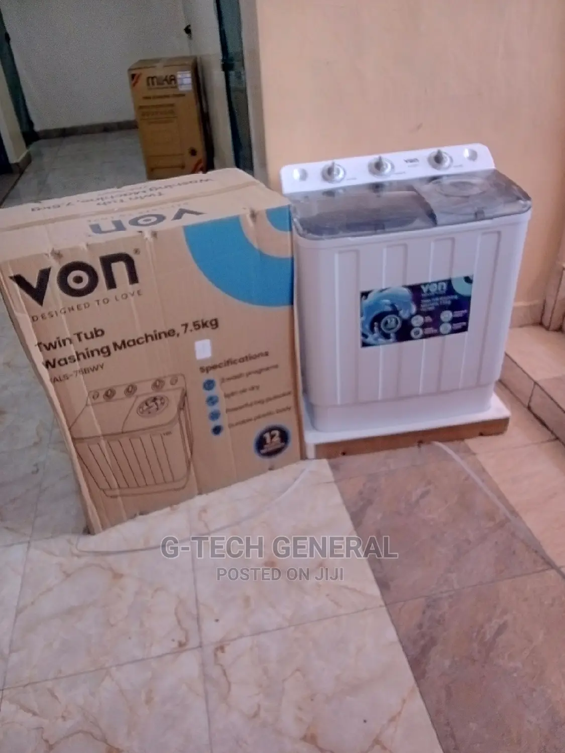 Von Top Load Twin Tub Washing Machine -7.5kg