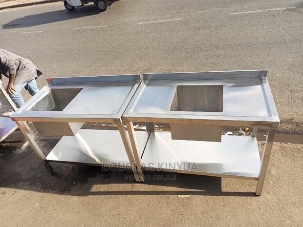 Single Bowl Stainless Steel Kitchen Washing Sink::