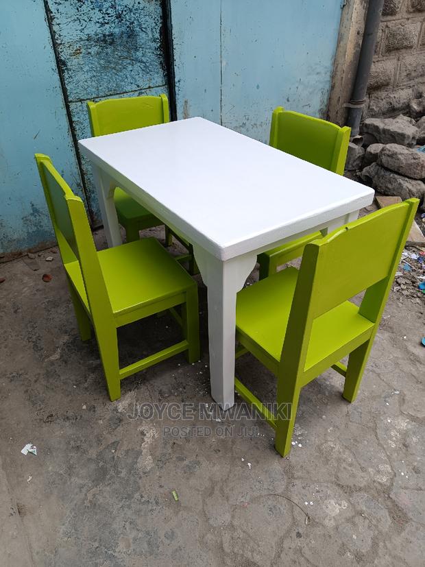 Kindergarten Chairs Green and White Table. - main view