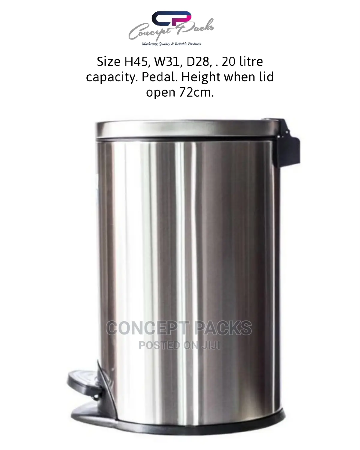 20ltr Stainless Steel Trash Bin- Foot Pedal Dustbin -garbage