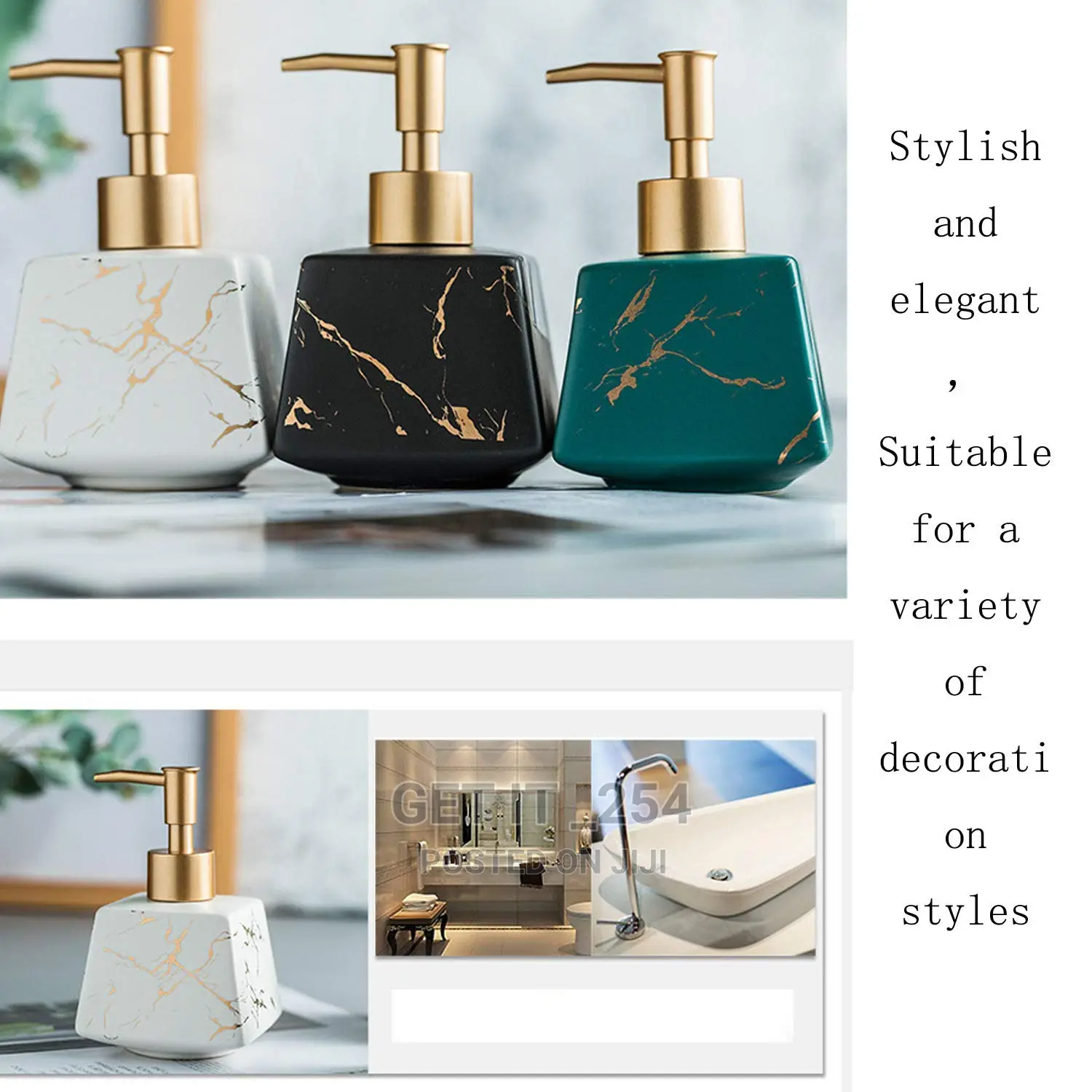 Marble Classy Ceramic Soap Dispenser Colourscapacity 270mls
