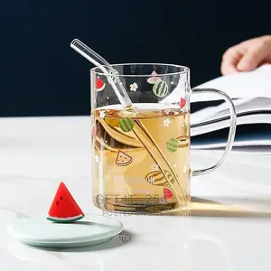 Fruit Style Cartoon Transparent With Straw Capacity 500ml