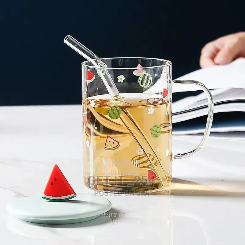 Fruit Style Cartoon Transparent With Straw Capacity 500ml