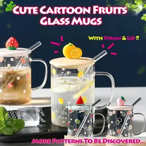 Fruit Style Cartoon Transparent With Straw Capacity 500ml