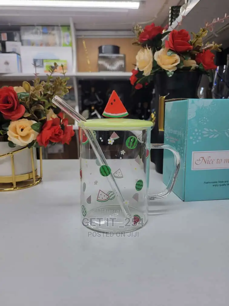 Fruit Style Cartoon Transparent With Straw Capacity 500ml