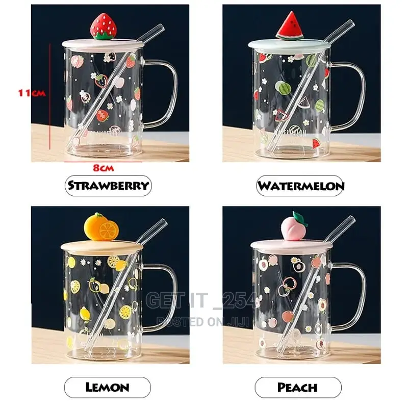 Fruit Style Cartoon Transparent With Straw Capacity 500ml